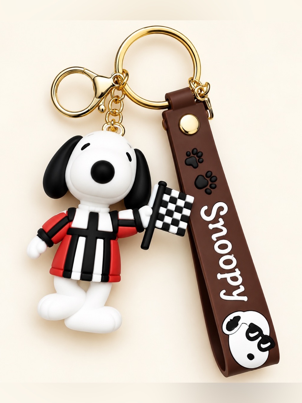 Racing Keychain Strap in Red and Brown